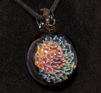 Handmade Borosilicate Glass Dahlia Necklace | Floral Flower Pendant | Artisan Jewelry