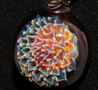 Handmade Borosilicate Glass Dahlia Necklace | Floral Flower Pendant | Artisan Jewelry
