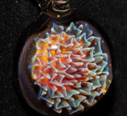 Handmade Borosilicate Glass Dahlia Necklace | Floral Flower Pendant | Artisan Jewelry
