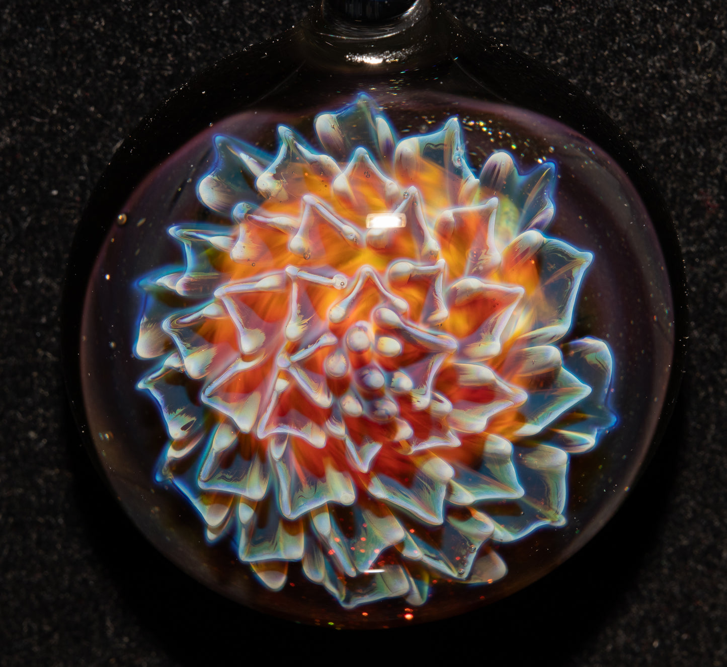 Handmade Borosilicate Glass Dahlia Necklace | Floral Flower Pendant | Artisan Jewelry