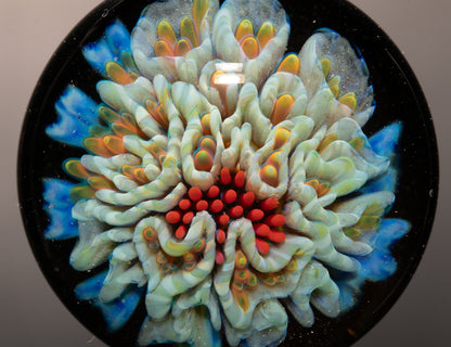 Alien Chrysanthemum Peony Bloom | Galaxy Handblown Glass Flower Pendant | Artisan Space Jewelry