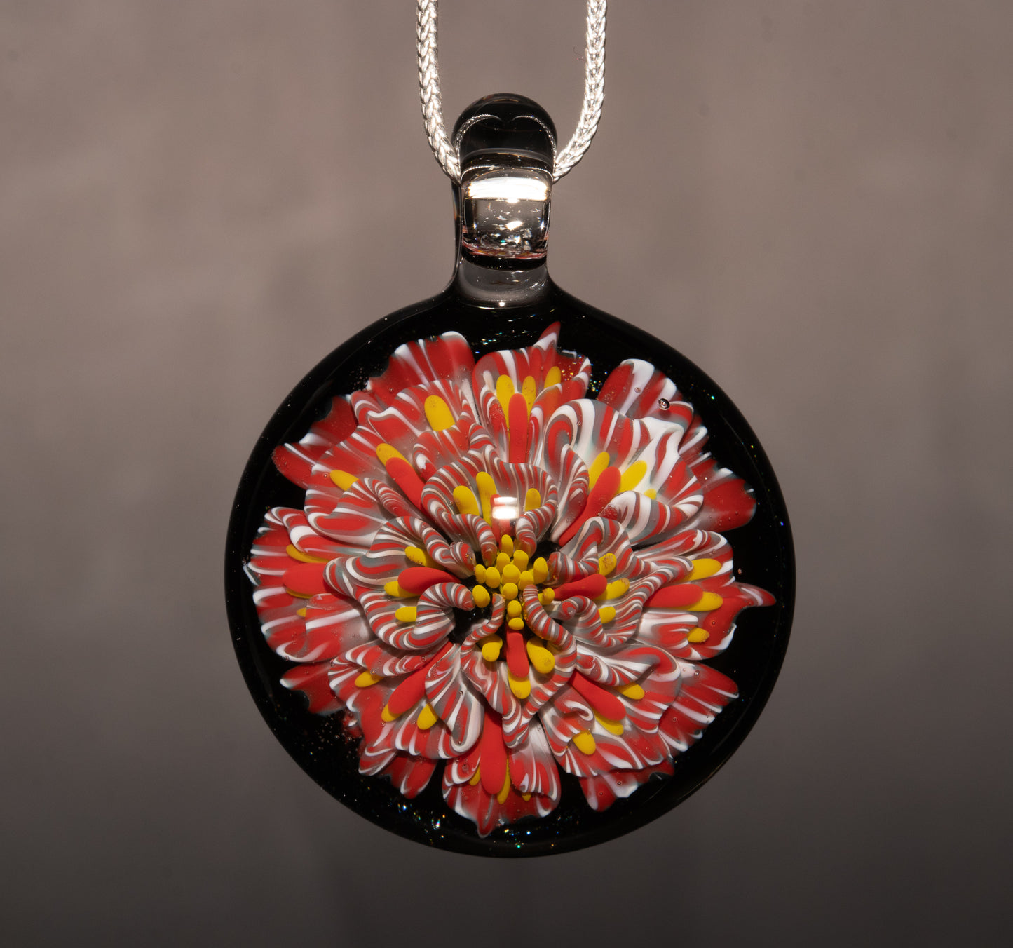 Fantasy Dahlia Lotus | Multi-Layered Glass Flower Pendant | Unique Handmade