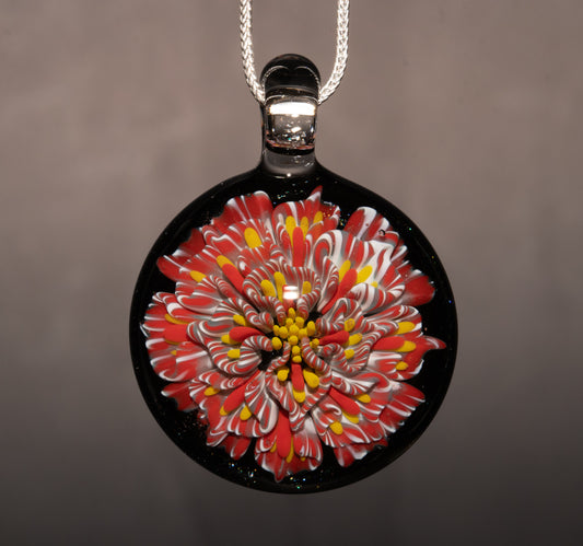 Fantasy Dahlia Lotus | Multi-Layered Glass Flower Pendant | Unique Handmade
