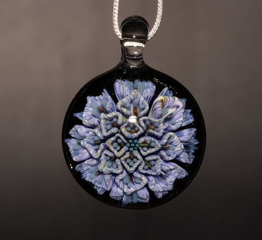 Chrysanthemum Peony Fusion | Handblown Flower Pendant | Artisan Glass Bloom