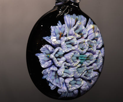 Chrysanthemum Peony Fusion | Handblown Flower Pendant | Artisan Glass Bloom
