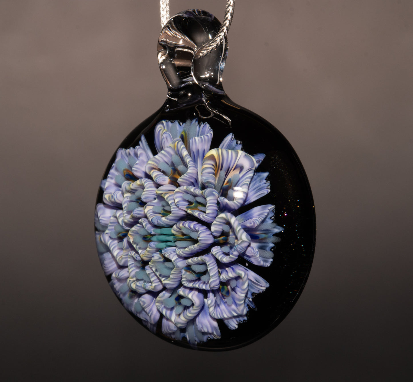 Chrysanthemum Peony Fusion | Handblown Flower Pendant | Artisan Glass Bloom