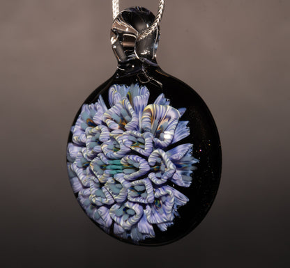 Chrysanthemum Peony Fusion | Handblown Flower Pendant | Artisan Glass Bloom