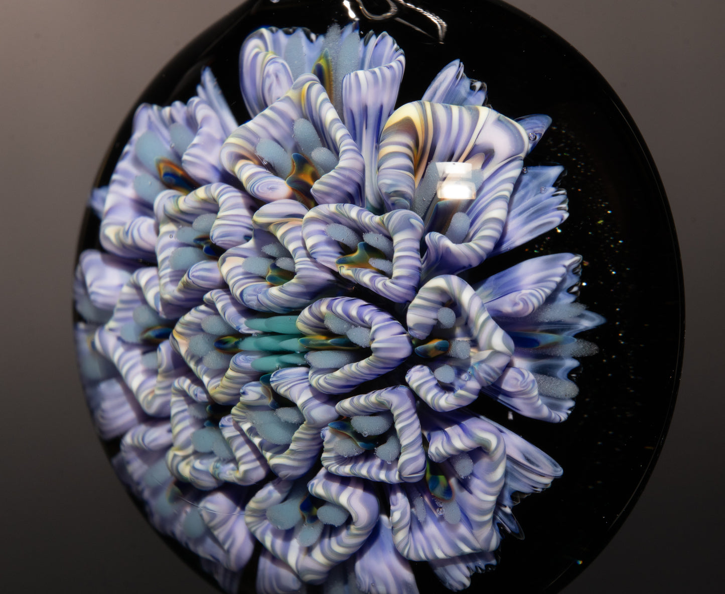 Chrysanthemum Peony Fusion | Handblown Flower Pendant | Artisan Glass Bloom