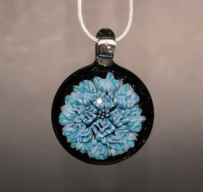Lotus Dahlia Fusion | Handblown Glass Flower Pendant | Colorful Layered Bloom