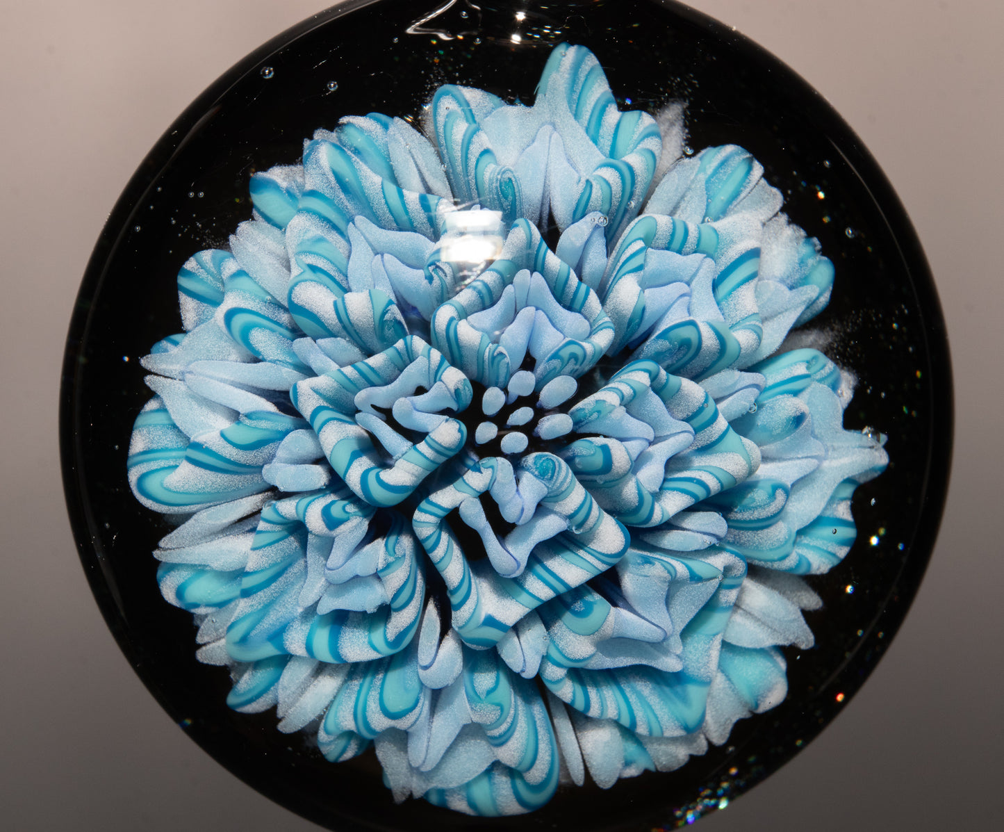 Lotus Dahlia Fusion | Handblown Glass Flower Pendant | Colorful Layered Bloom