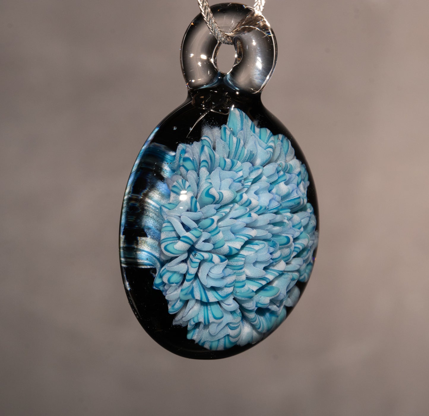 Lotus Dahlia Fusion | Handblown Glass Flower Pendant | Colorful Layered Bloom