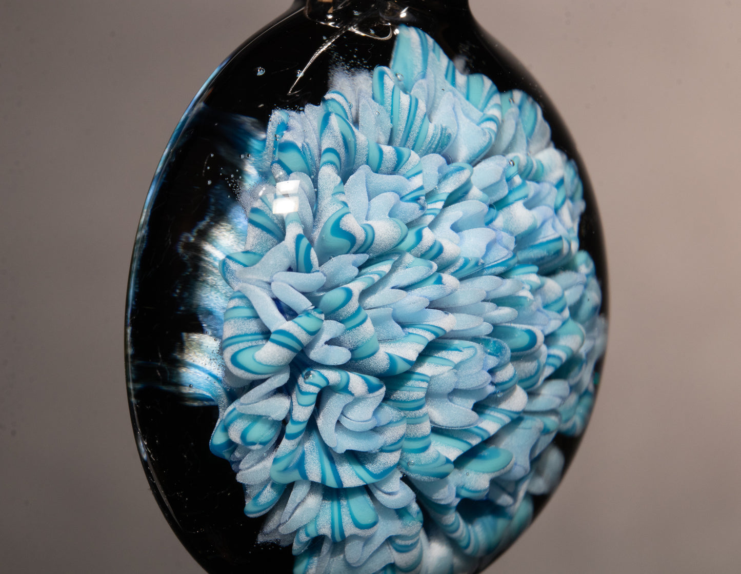 Lotus Dahlia Fusion | Handblown Glass Flower Pendant | Colorful Layered Bloom