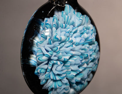 Lotus Dahlia Fusion | Handblown Glass Flower Pendant | Colorful Layered Bloom
