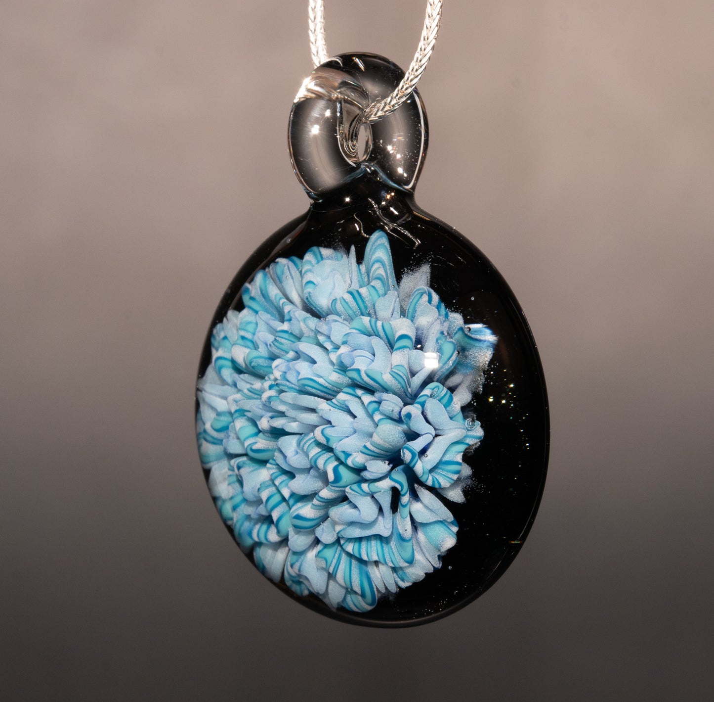 Lotus Dahlia Fusion | Handblown Glass Flower Pendant | Colorful Layered Bloom