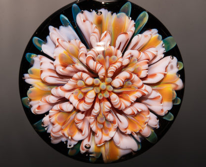 Layered Peony Dahlia | Multi-Layer Glass Flower Pendant | Unique Artisan Jewelry