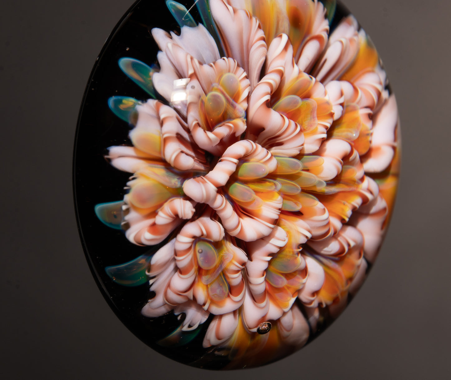 Layered Peony Dahlia | Multi-Layer Glass Flower Pendant | Unique Artisan Jewelry