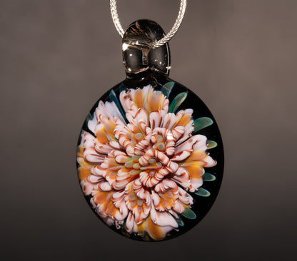 Layered Peony Dahlia | Multi-Layer Glass Flower Pendant | Unique Artisan Jewelry