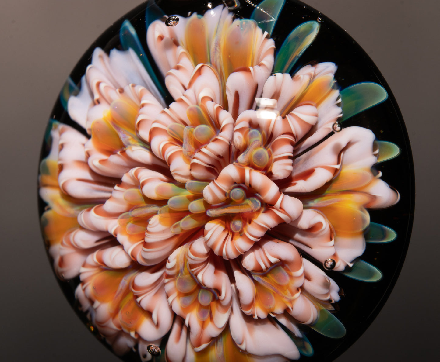 Layered Peony Dahlia | Multi-Layer Glass Flower Pendant | Unique Artisan Jewelry