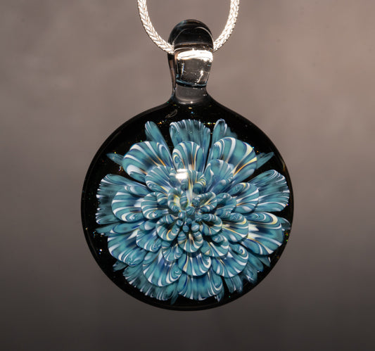 Layered Lotus Dahlia | Implosion Glass Flower Pendant | Handmade Jewelry