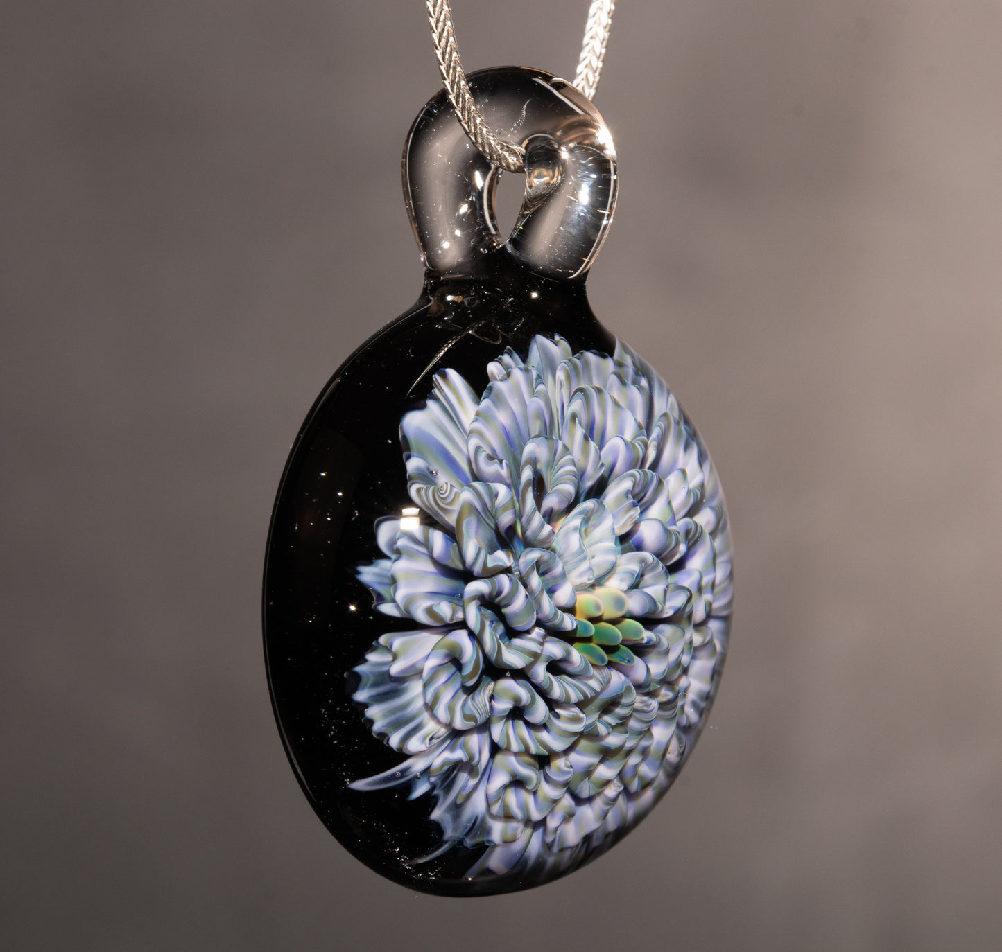 Lotus Bloom | Layered Chrysanthemum Dahlia Pendant | Fantasy Glass Flower Jewelry