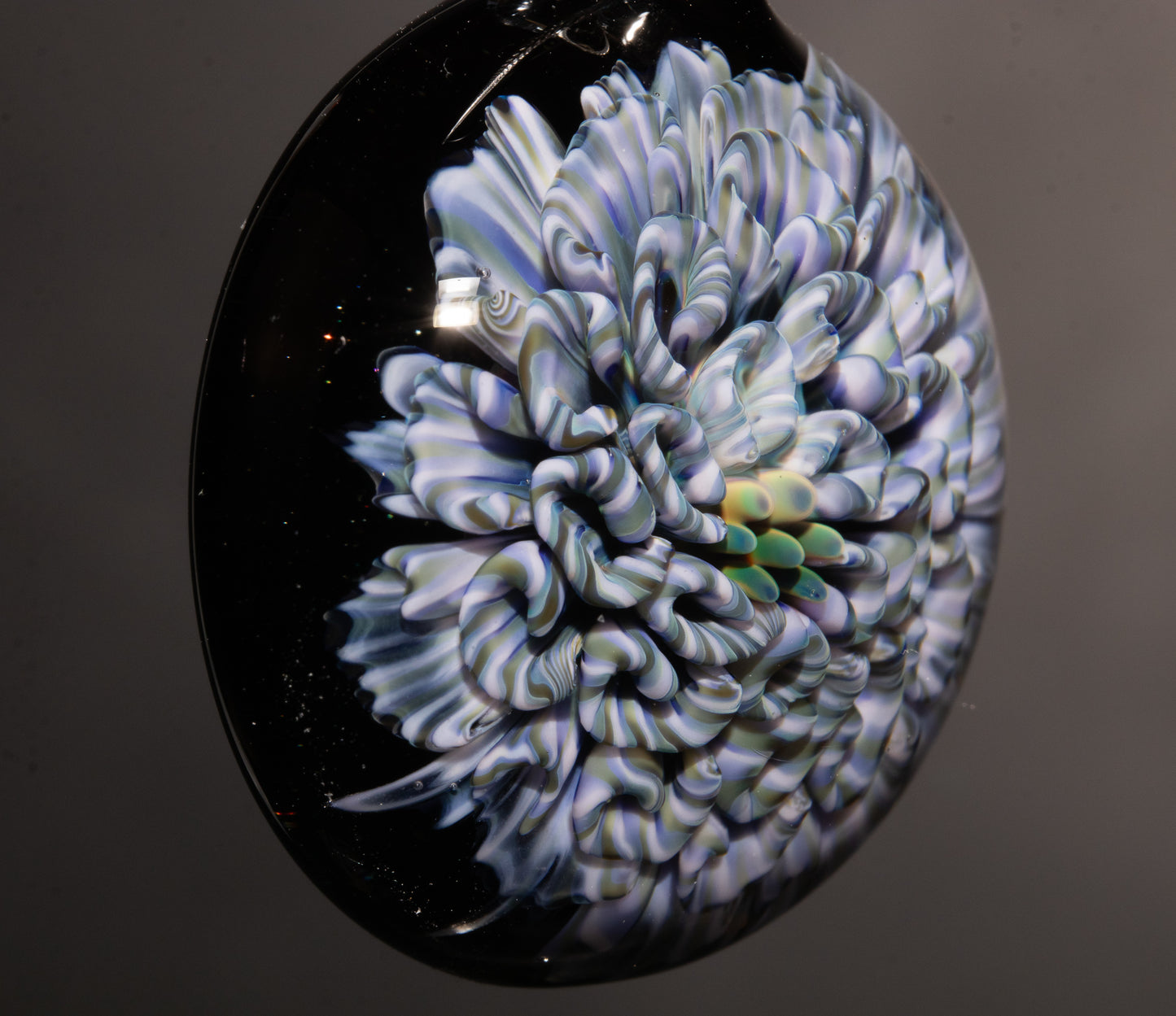 Lotus Bloom | Layered Chrysanthemum Dahlia Pendant | Fantasy Glass Flower Jewelry