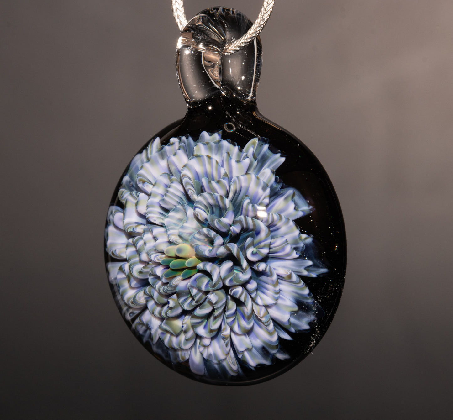Lotus Bloom | Layered Chrysanthemum Dahlia Pendant | Fantasy Glass Flower Jewelry