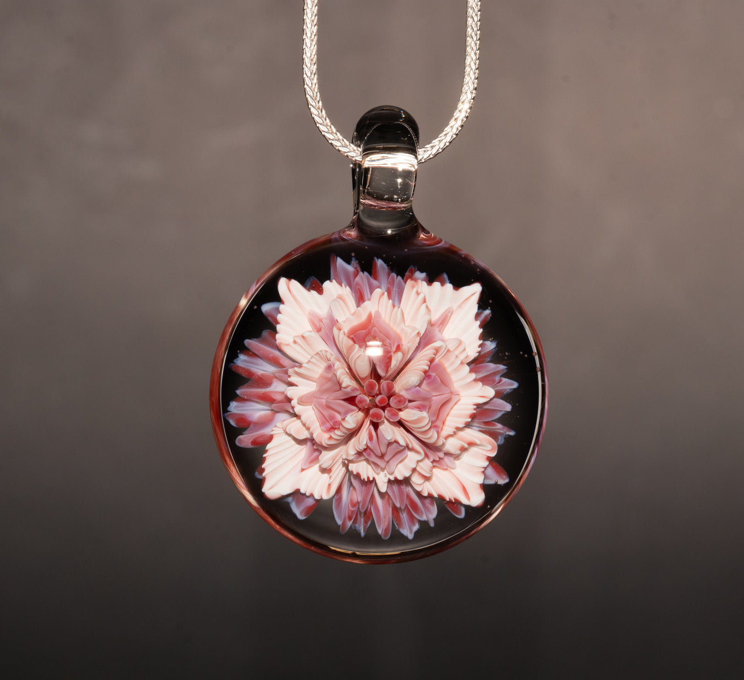 Fantasy Lotus Chrysanthemum | Implosion Glass Flower Pendant | Handcrafted Art