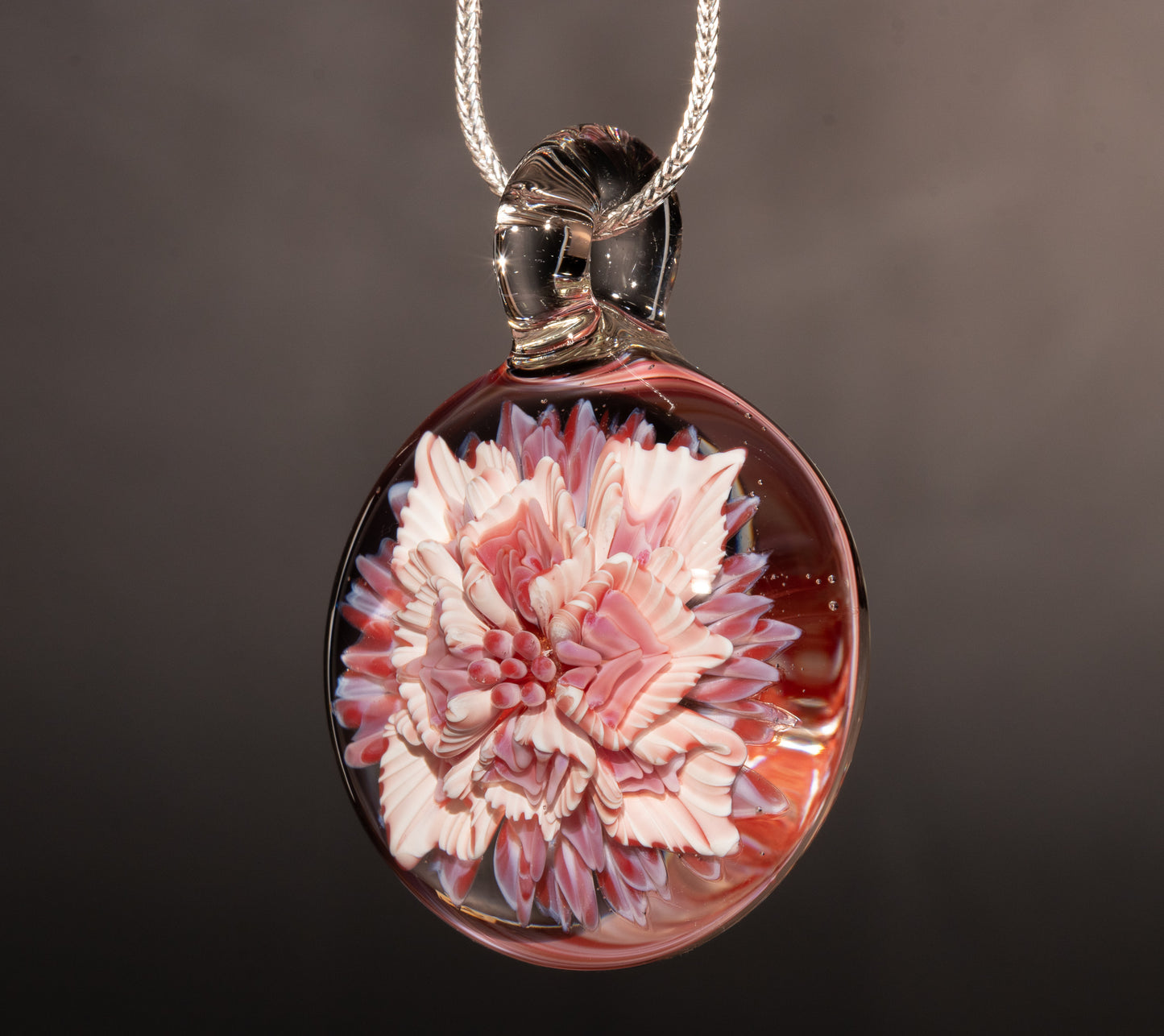 Fantasy Lotus Chrysanthemum | Implosion Glass Flower Pendant | Handcrafted Art
