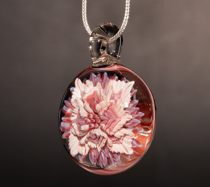 Fantasy Lotus Chrysanthemum | Implosion Glass Flower Pendant | Handcrafted Art