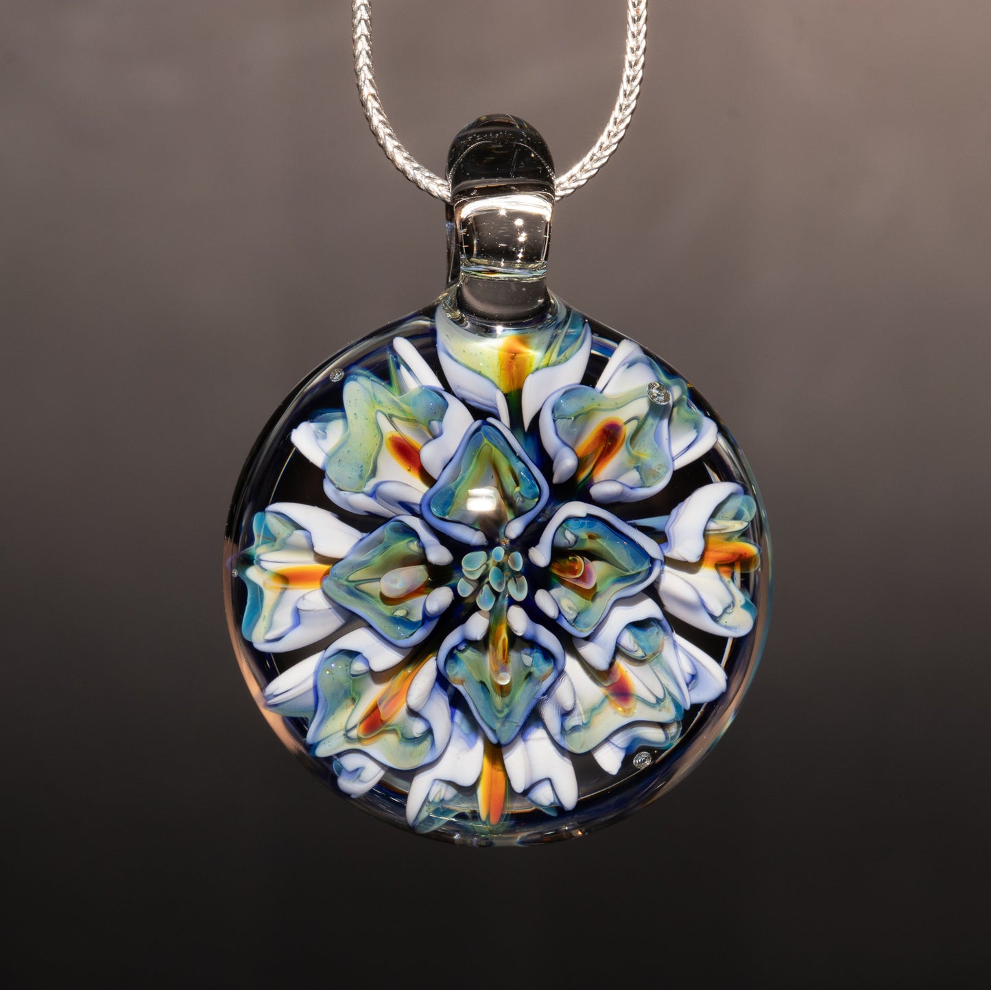 Peony Lotus Whirl | Implosion Floral Glass Pendant | Layered Artisan Jewelry