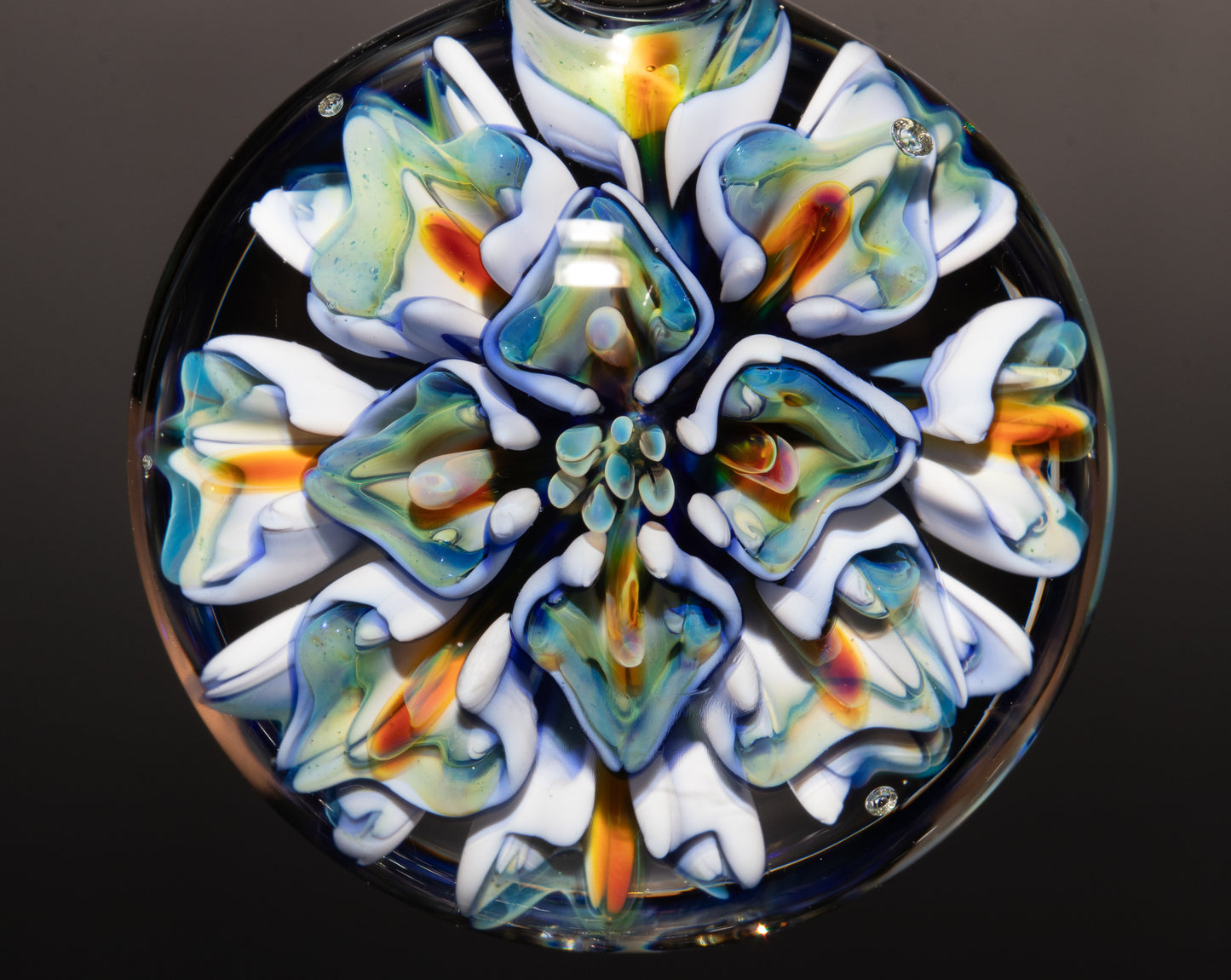 Peony Lotus Whirl | Implosion Floral Glass Pendant | Layered Artisan Jewelry