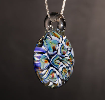 Peony Lotus Whirl | Implosion Floral Glass Pendant | Layered Artisan Jewelry