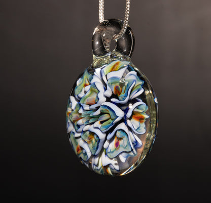 Peony Lotus Whirl | Implosion Floral Glass Pendant | Layered Artisan Jewelry