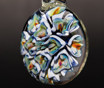 Peony Lotus Whirl | Implosion Floral Glass Pendant | Layered Artisan Jewelry