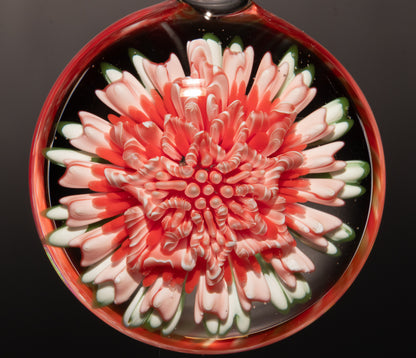 Chrysanthemum Dahlia Dream | Implosion Glass Pendant | Handmade Floral Jewelry