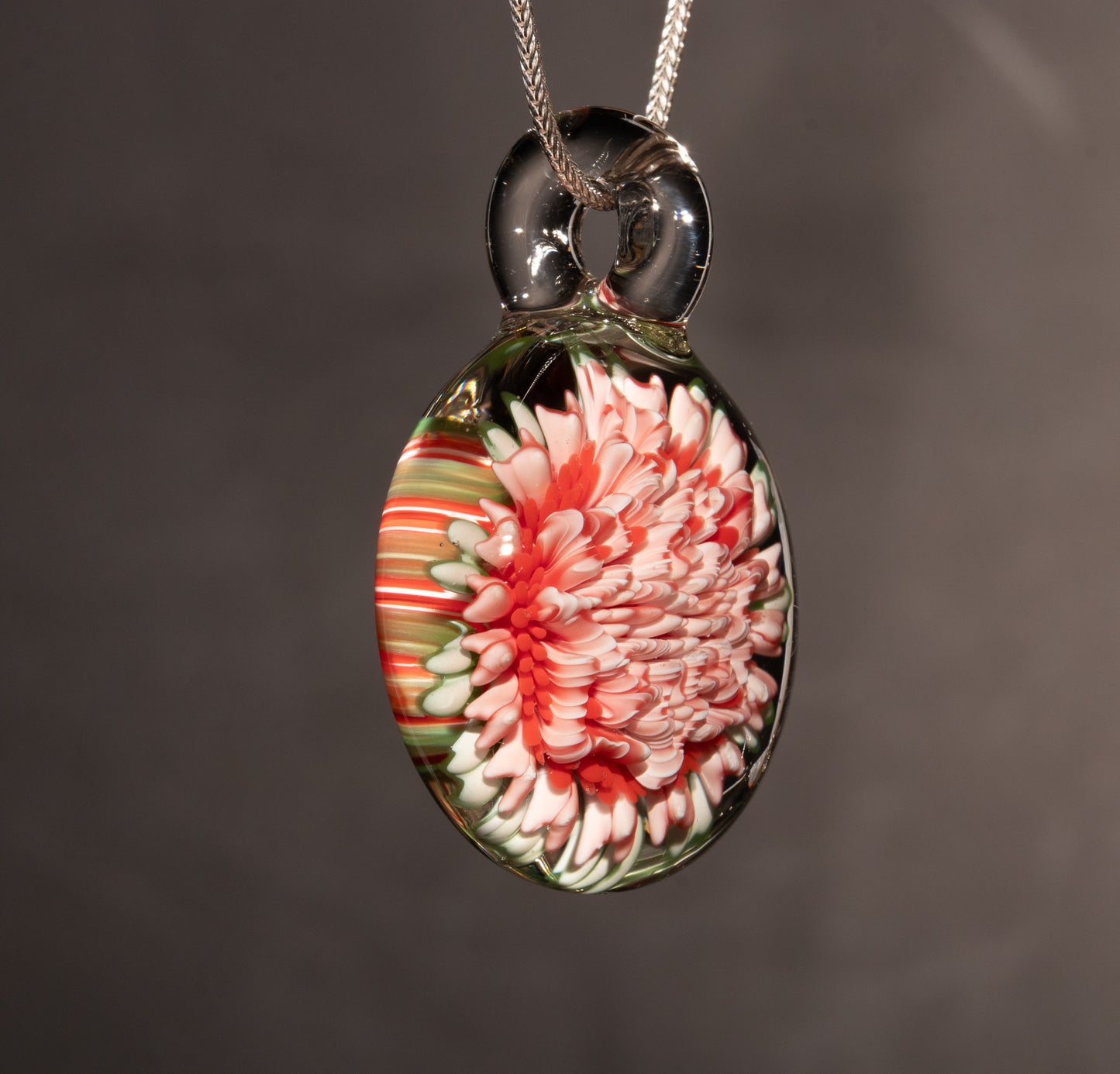 Chrysanthemum Dahlia Dream | Implosion Glass Pendant | Handmade Floral Jewelry