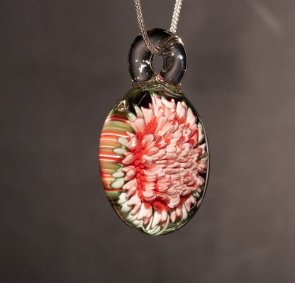 Chrysanthemum Dahlia Dream | Implosion Glass Pendant | Handmade Floral Jewelry