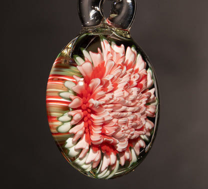 Chrysanthemum Dahlia Dream | Implosion Glass Pendant | Handmade Floral Jewelry