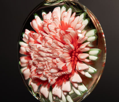 Chrysanthemum Dahlia Dream | Implosion Glass Pendant | Handmade Floral Jewelry