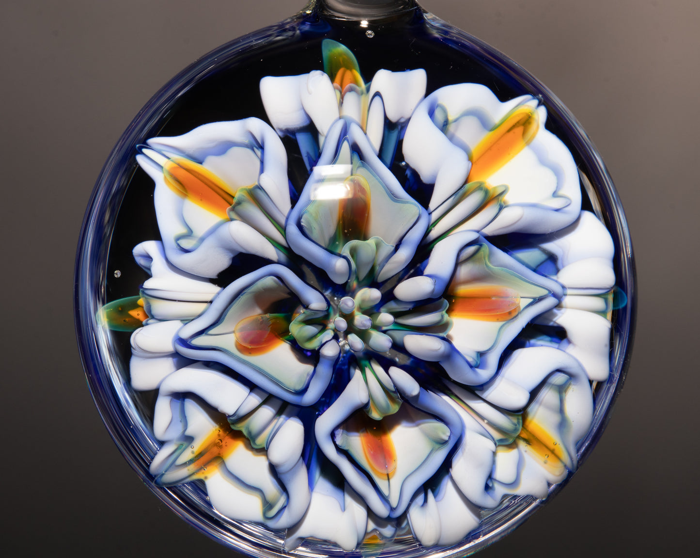 Peony Dahlia Whirl | Glass Floral Pendant | Chrysanthemum Bloom Necklace