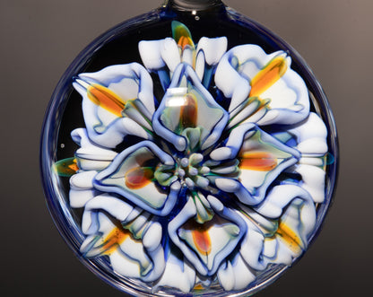 Peony Dahlia Whirl | Glass Floral Pendant | Chrysanthemum Bloom Necklace