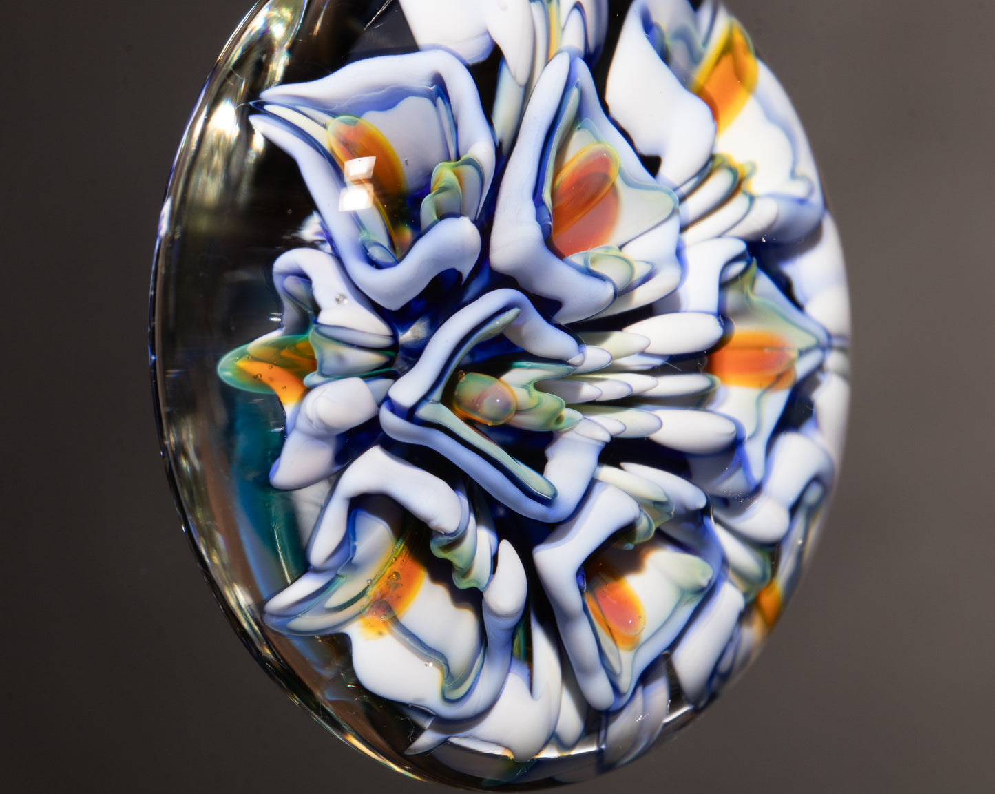 Peony Dahlia Whirl | Glass Floral Pendant | Chrysanthemum Bloom Necklace