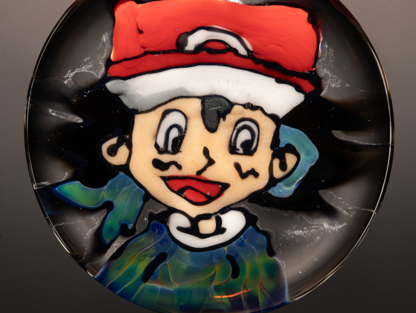 Handmade Retro Cartoon Portrait Pendant | Borosilicate Glass Art | Disc Flip Technique | Anime Inspired Gift Necklace