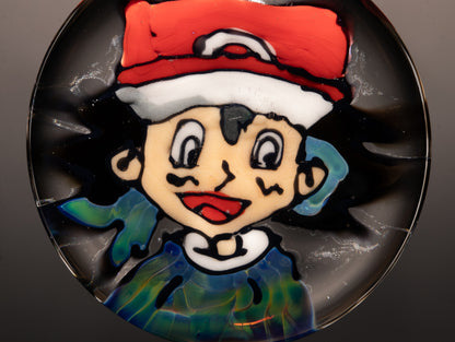 Handmade Retro Cartoon Portrait Pendant | Borosilicate Glass Art | Disc Flip Technique | Anime Inspired Gift Necklace