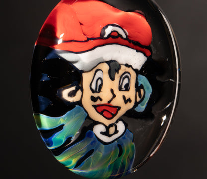 Handmade Retro Cartoon Portrait Pendant | Borosilicate Glass Art | Disc Flip Technique | Anime Inspired Gift Necklace