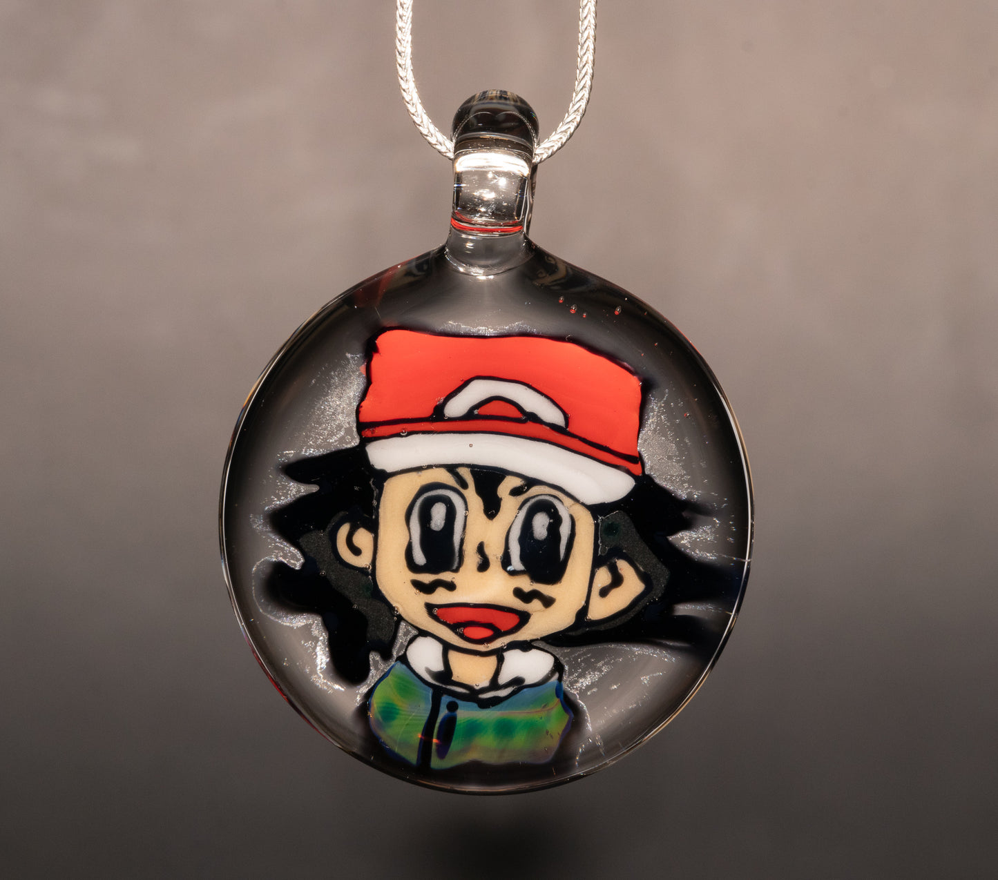 Anime Retro Cartoon Portrait Pendant | Borosilicate Disc Flip Glass | Handcrafted Portrait Art | Nostalgic Jewelry Necklace
