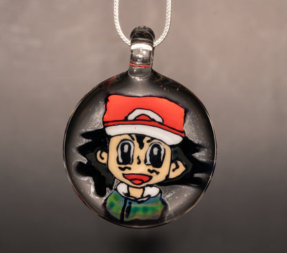 Anime Retro Cartoon Portrait Pendant | Borosilicate Disc Flip Glass | Handcrafted Portrait Art | Nostalgic Jewelry Necklace