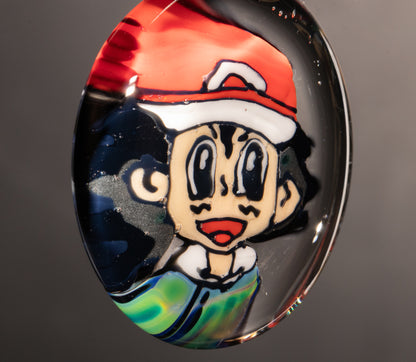 Anime Retro Cartoon Portrait Pendant | Borosilicate Disc Flip Glass | Handcrafted Portrait Art | Nostalgic Jewelry Necklace