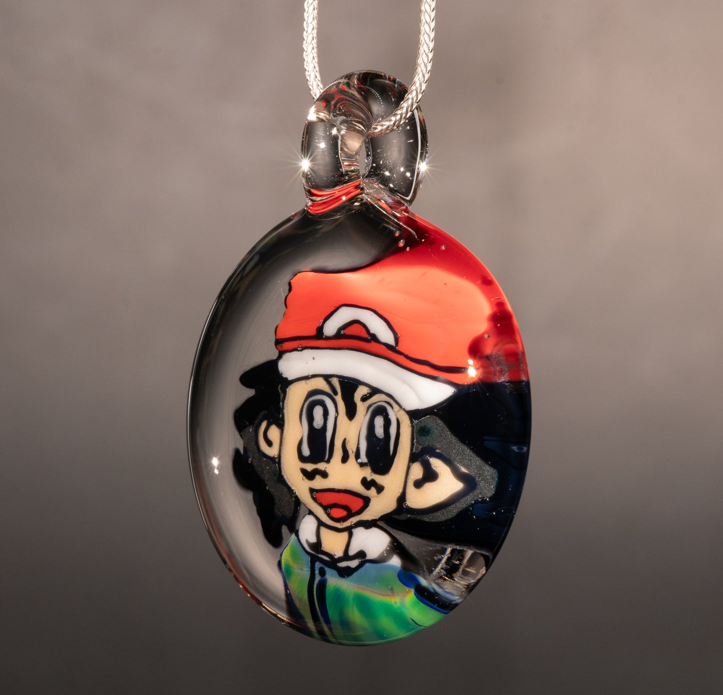 Anime Retro Cartoon Portrait Pendant | Borosilicate Disc Flip Glass | Handcrafted Portrait Art | Nostalgic Jewelry Necklace