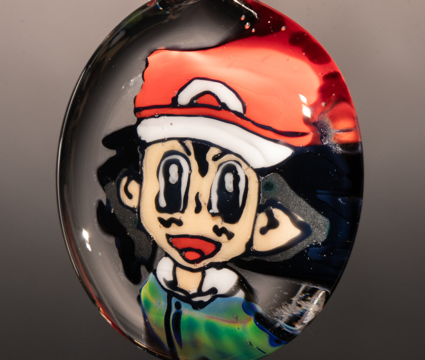 Anime Retro Cartoon Portrait Pendant | Borosilicate Disc Flip Glass | Handcrafted Portrait Art | Nostalgic Jewelry Necklace